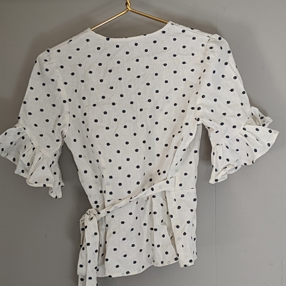 WAYF | Polka Dot Wrap Top Ruffle Sleeve - Picture 11 of 12